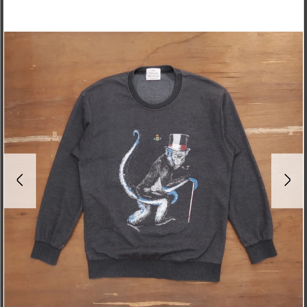 Vivienne Westwood Gray Crewneck Sweater with Graphic Design